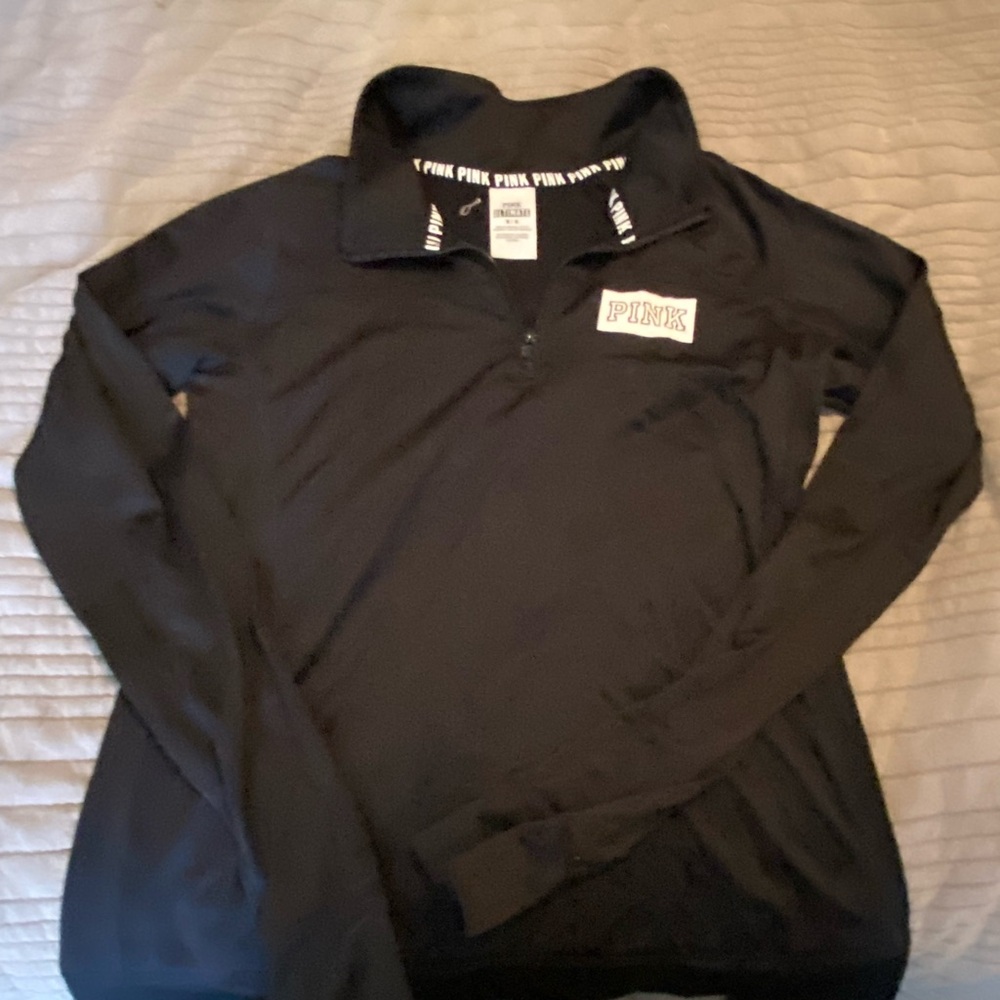 PINK Victoria's Secret Black Long Sleeve collar half zip